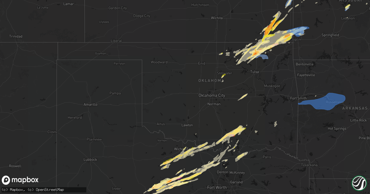 Hail map in Oklahoma on April 15, 2026