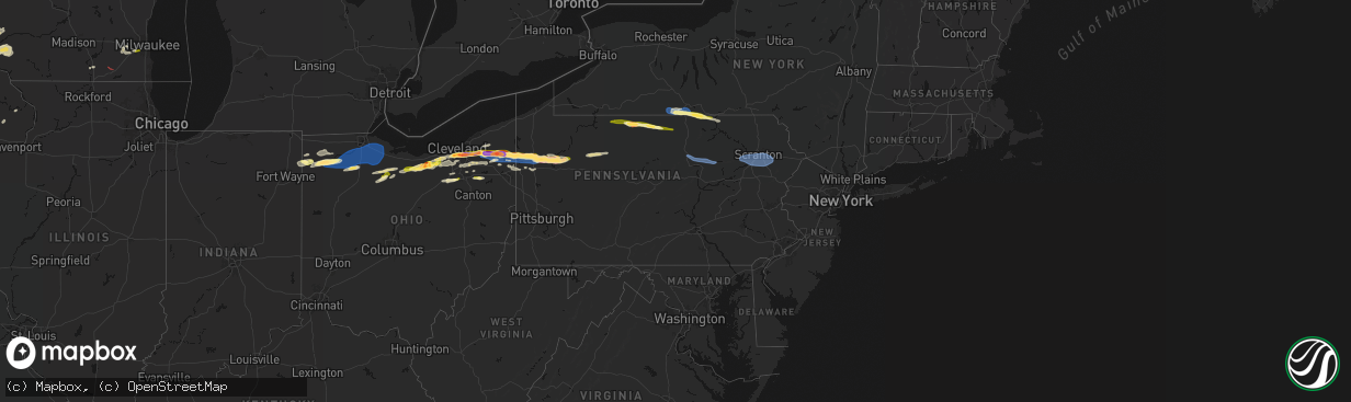 Hail map in Pennsylvania on April 15, 2026