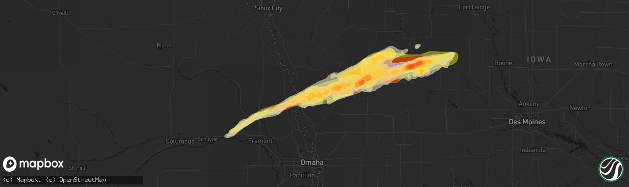 Hail map in Pisgah, IA on April 15, 2026