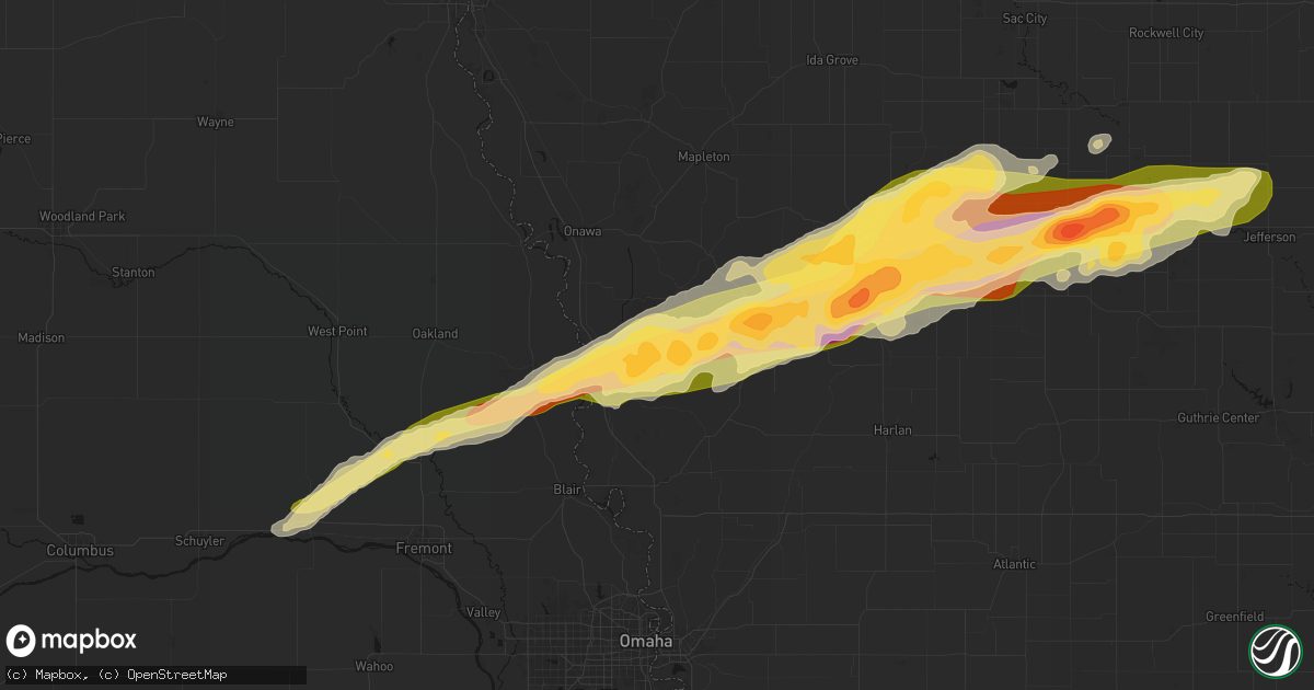 Hail map in Pisgah, IA on April 15, 2026