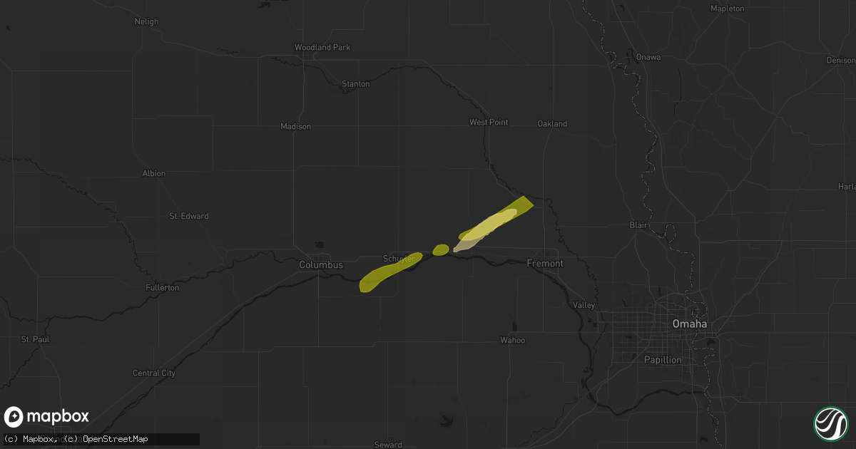 Hail map in Rogers, NE on April 15, 2026