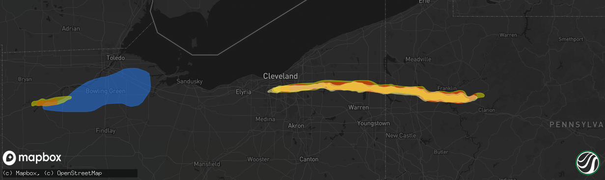 Hail map in Solon, OH on April 15, 2026