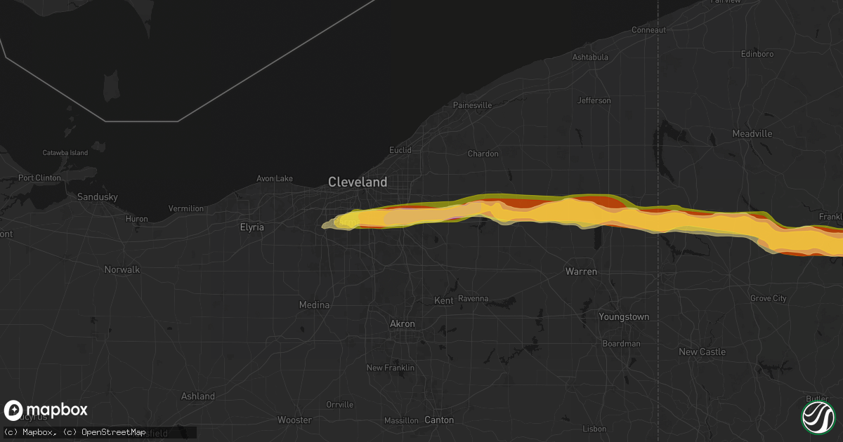Hail map in Solon, OH on April 15, 2026