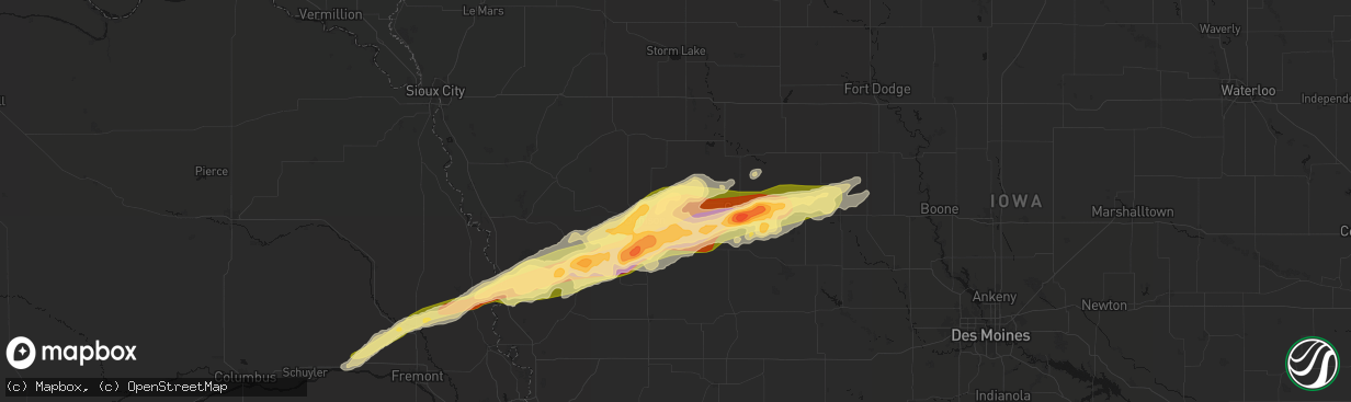 Hail map in Vail, IA on April 15, 2026
