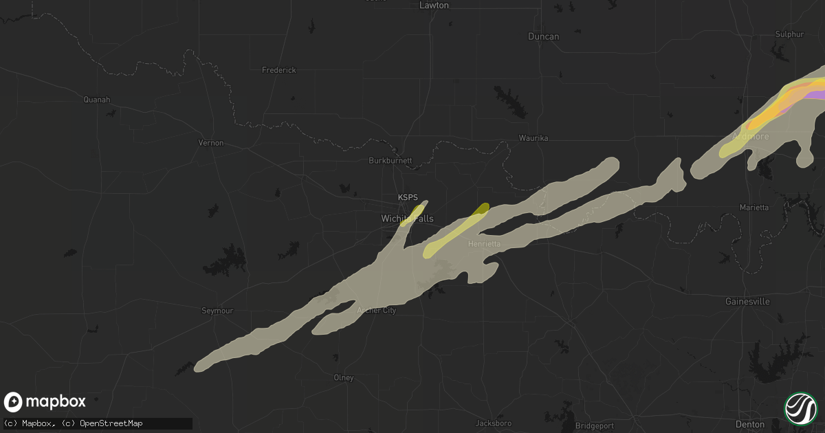 Hail map in Wichita Falls, TX on April 15, 2026