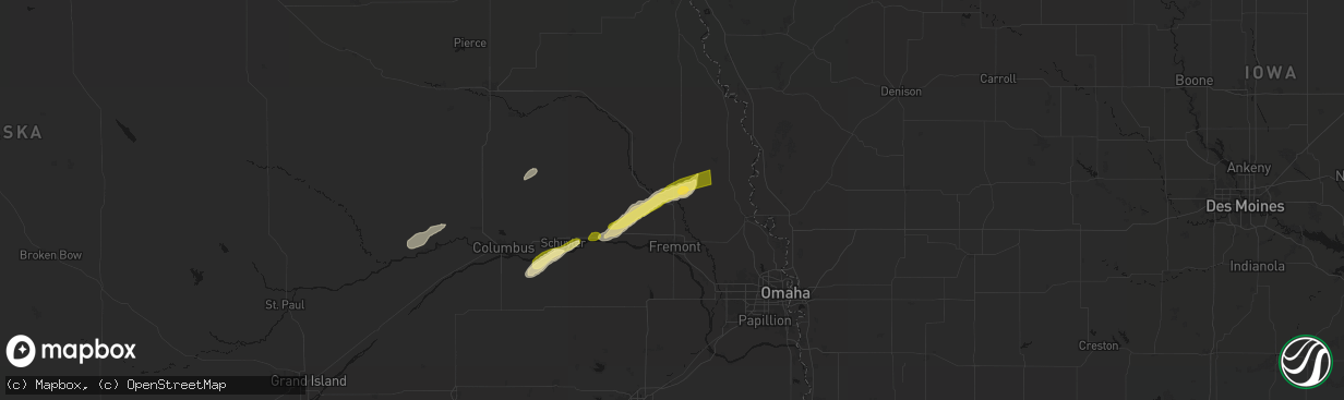 Hail map in Winslow, NE on April 15, 2026