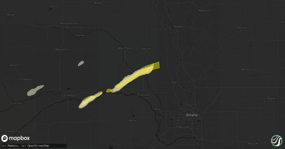 Hail map in Winslow, NE on April 15, 2026