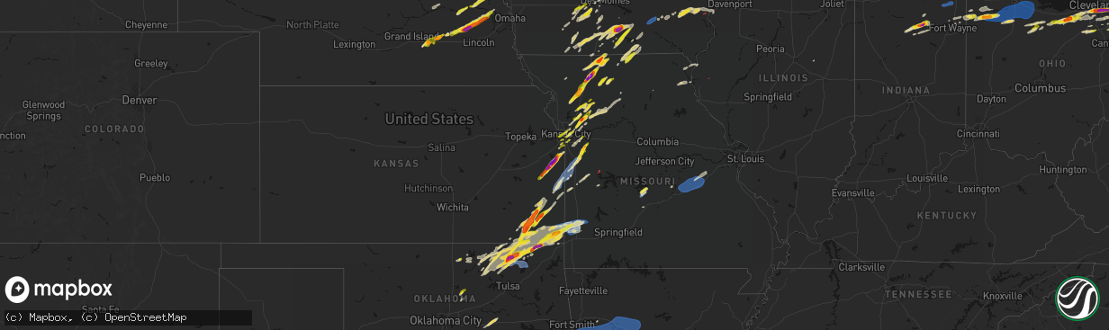 Hail map on April 15, 2026
