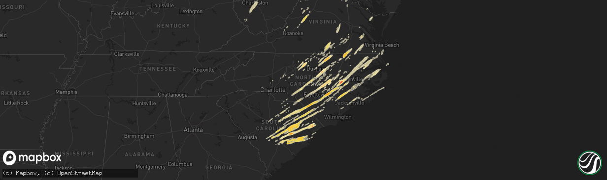 Hail map in Virginia on April 16, 2011