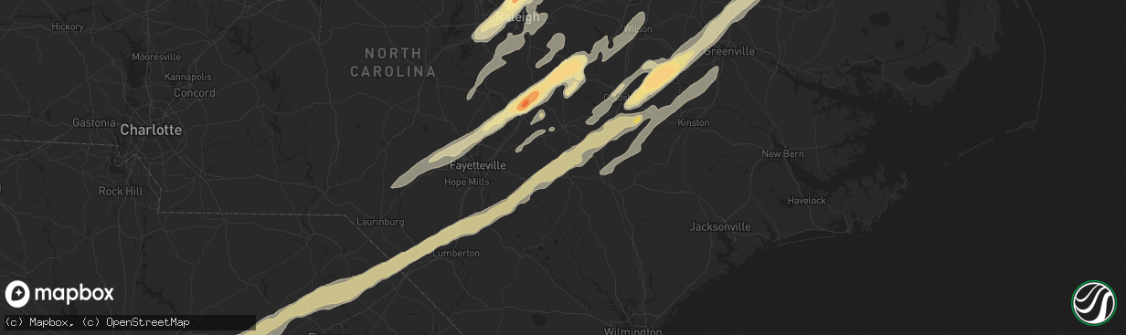 Hail map in Wake Forest, NC on April 16, 2011