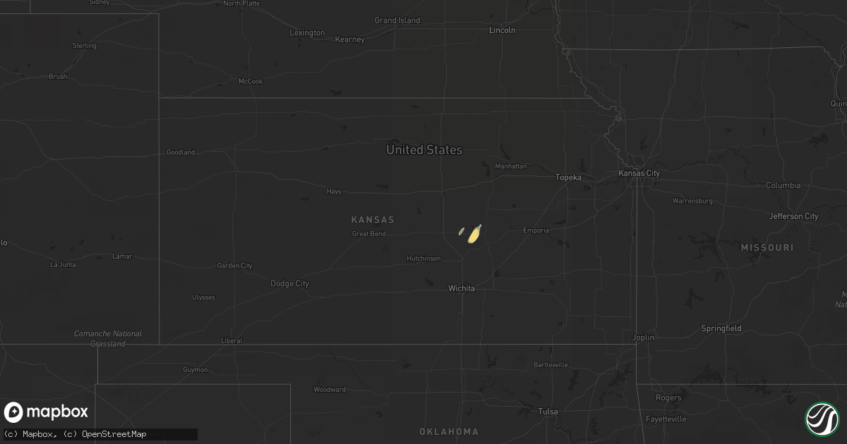 Hail map in Kansas on April 16, 2013