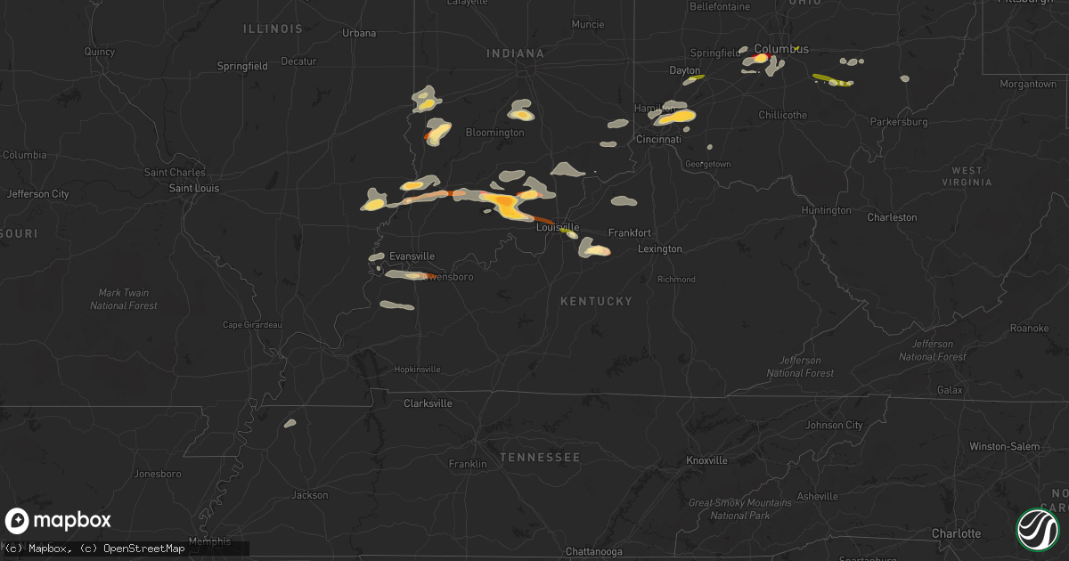 Hail map in Kentucky on April 16, 2013
