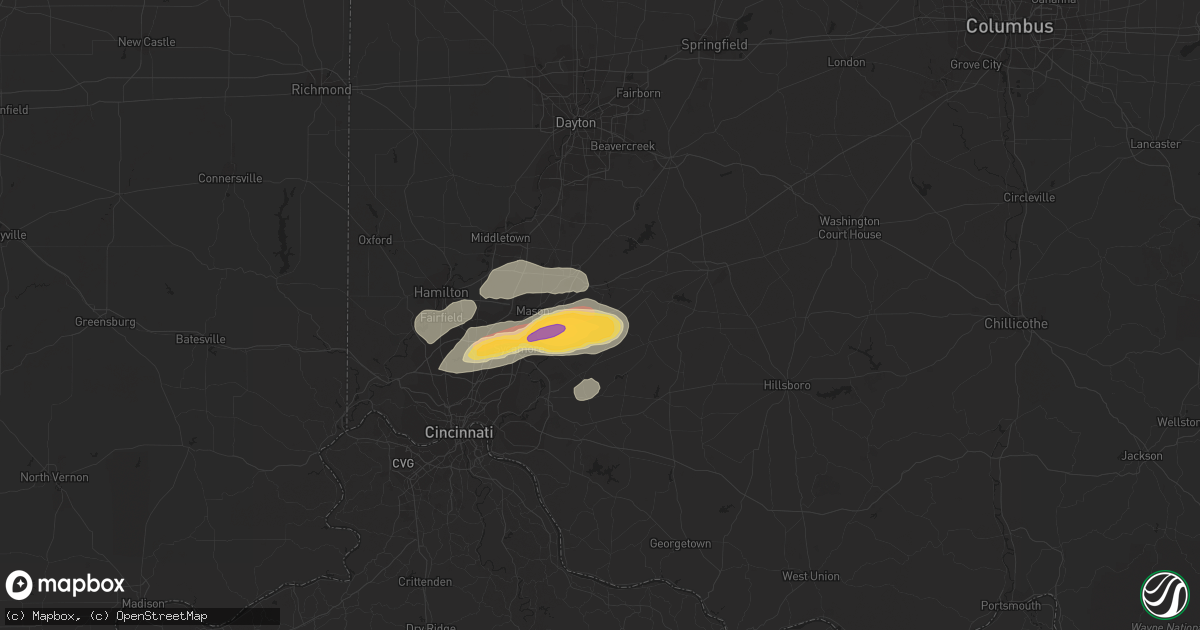 Hail map in Morrow, OH on April 16, 2013