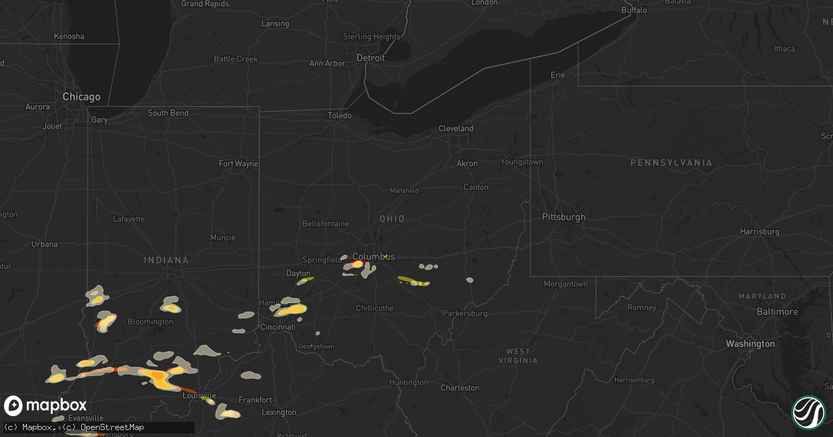 Hail map in Ohio on April 16, 2013