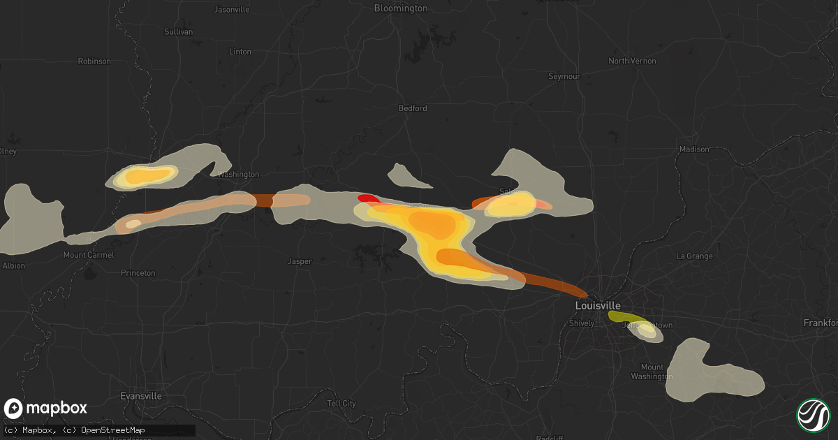 Hail map in Paoli, IN on April 16, 2013