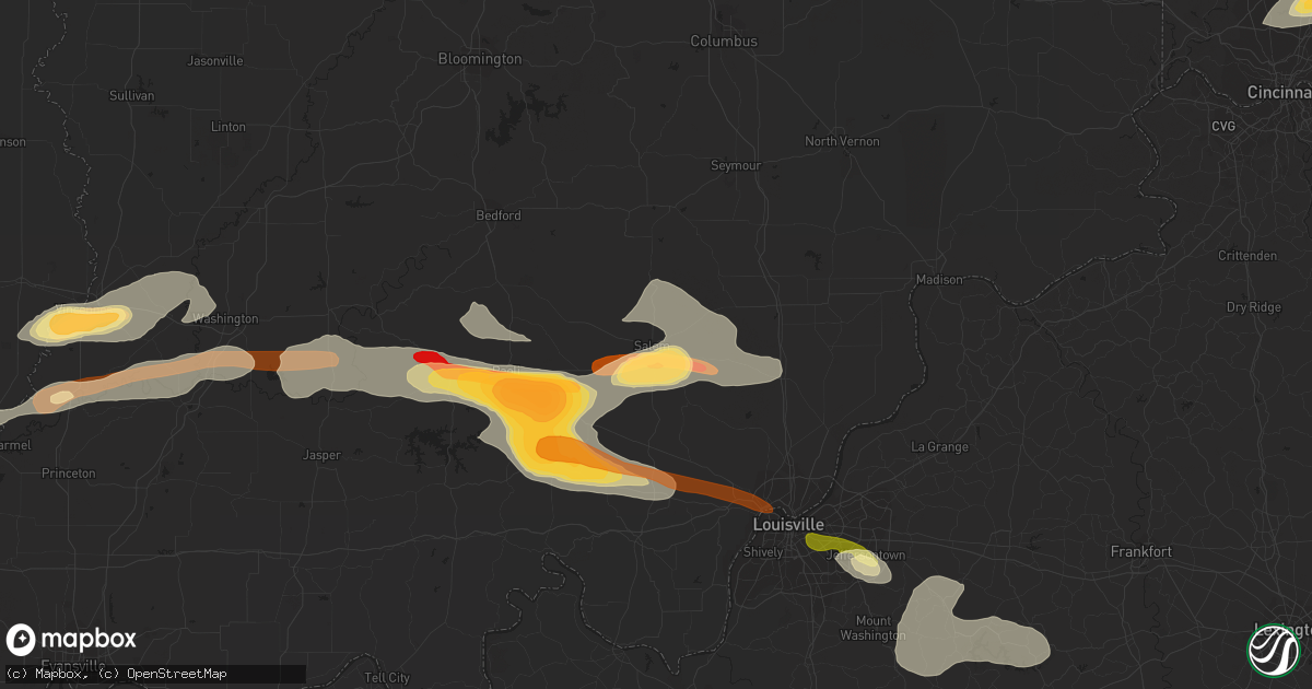 Hail map in Salem, IN on April 16, 2013