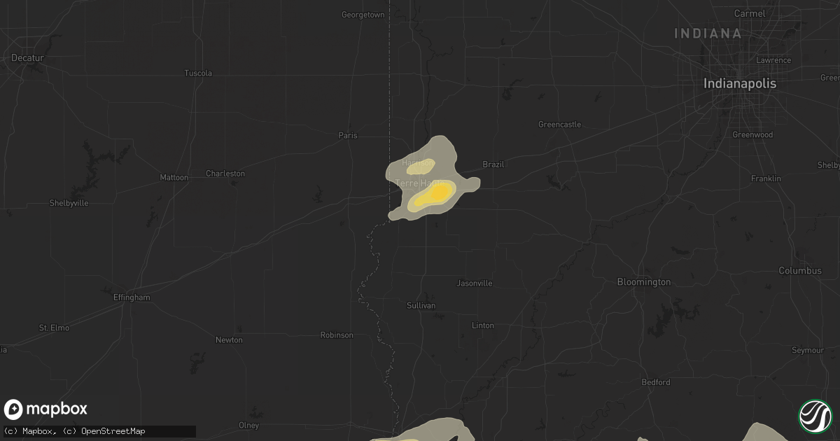Hail map in Terre Haute, IN on April 16, 2013