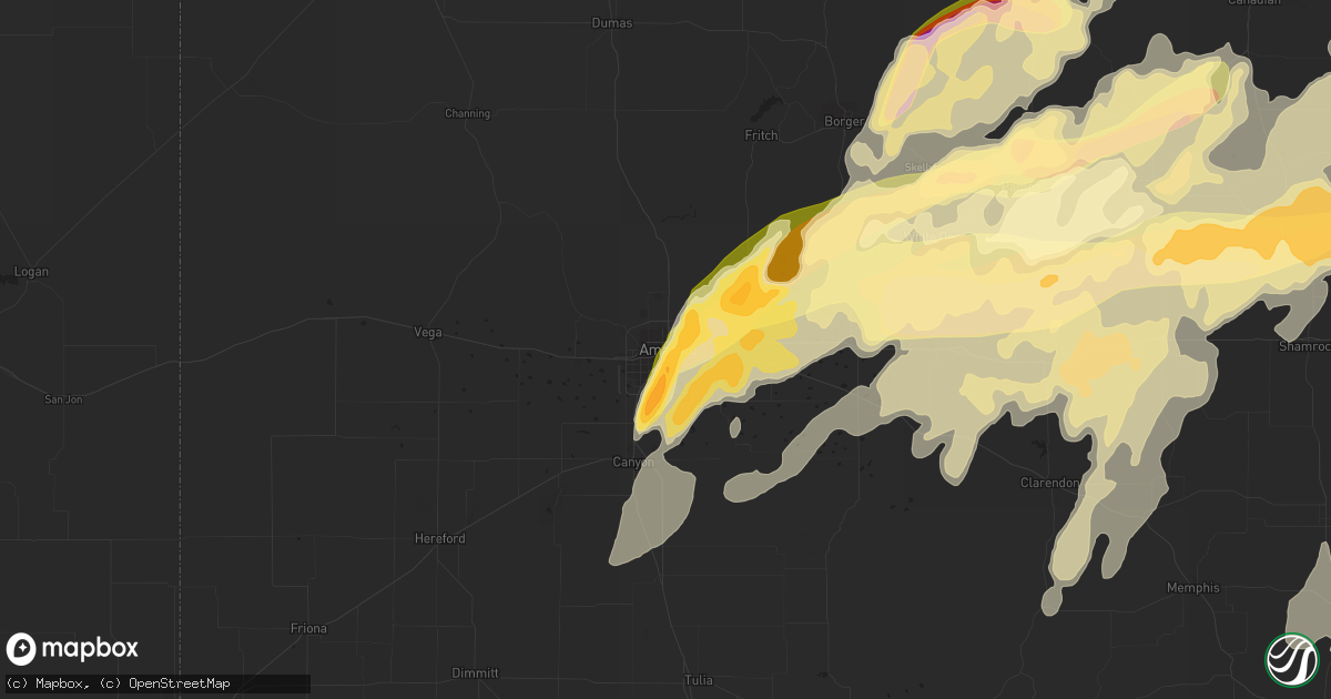 Hail map in Amarillo, TX on April 16, 2015