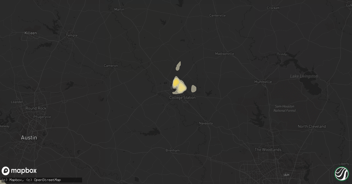 Hail map in Bryan, TX on April 16, 2015