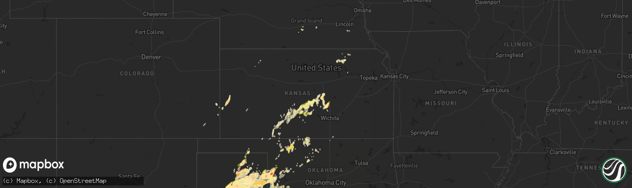 Hail map in Kansas on April 16, 2015