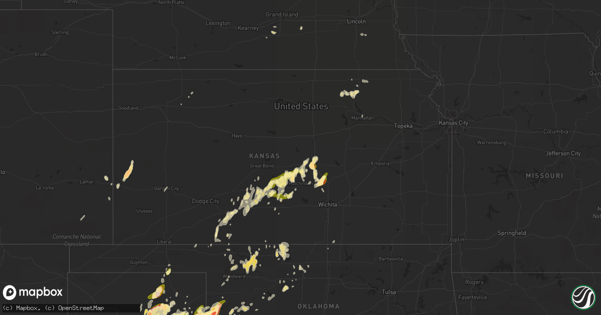 Hail map in Kansas on April 16, 2015