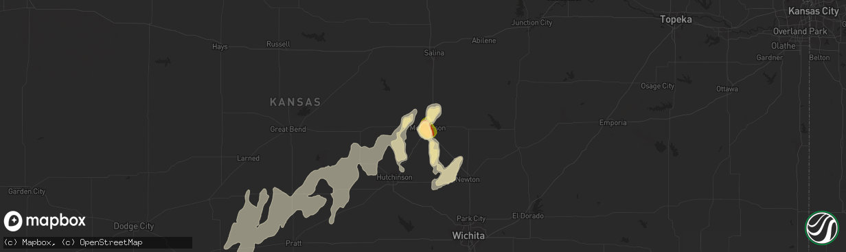 Hail map in Mcpherson, KS on April 16, 2015