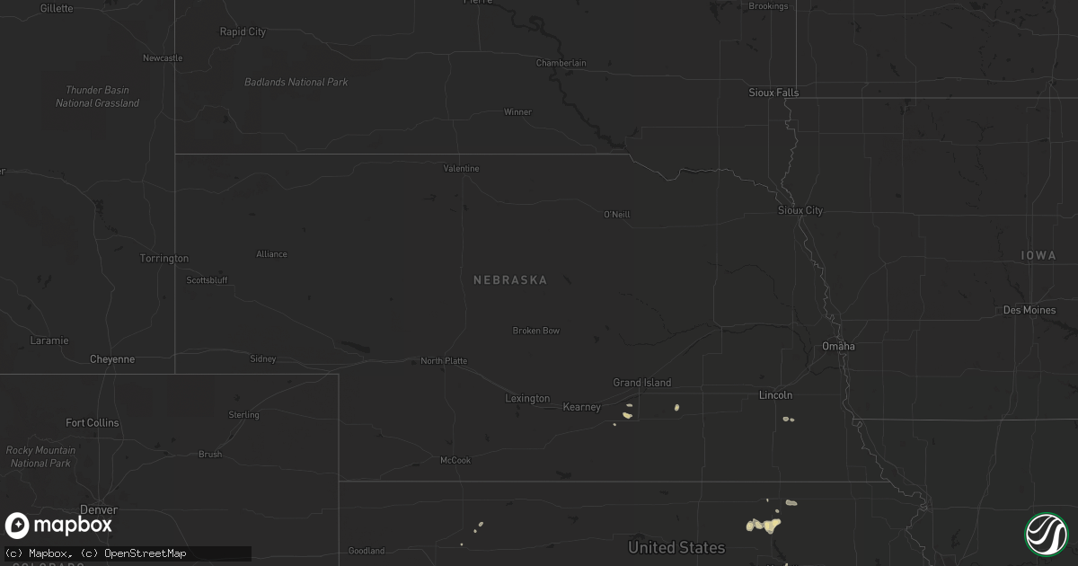 Hail map in Nebraska on April 16, 2015