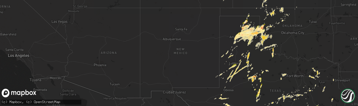 Hail map in New Mexico on April 16, 2015