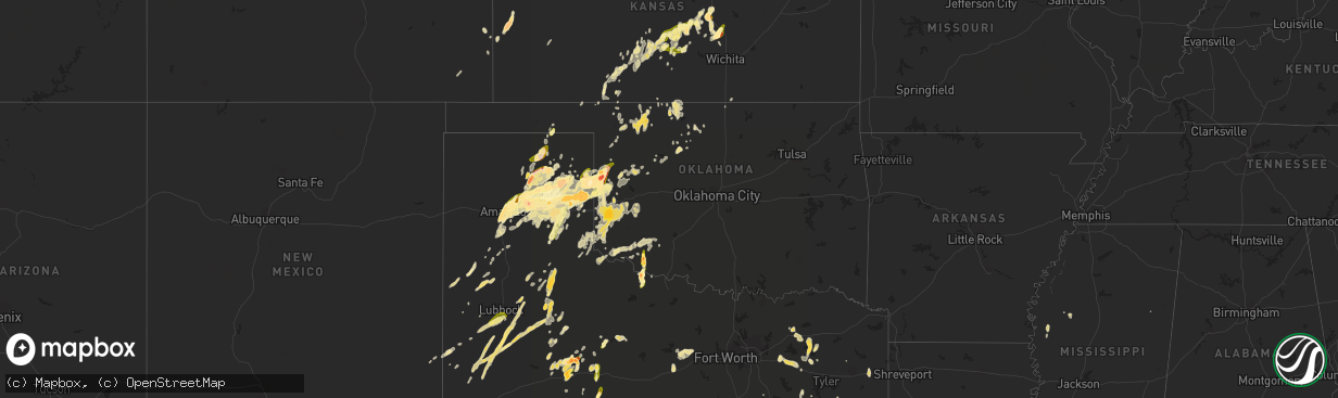 Hail map in Oklahoma on April 16, 2015