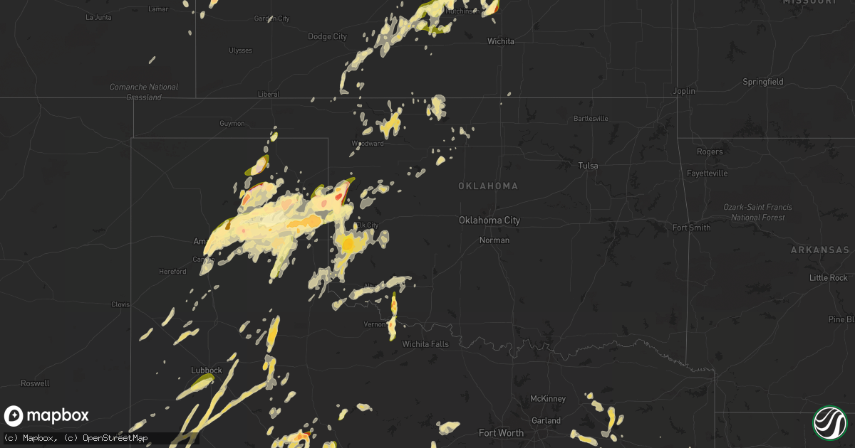 Hail map in Oklahoma on April 16, 2015