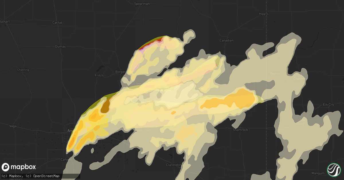 Hail map in Pampa, TX on April 16, 2015