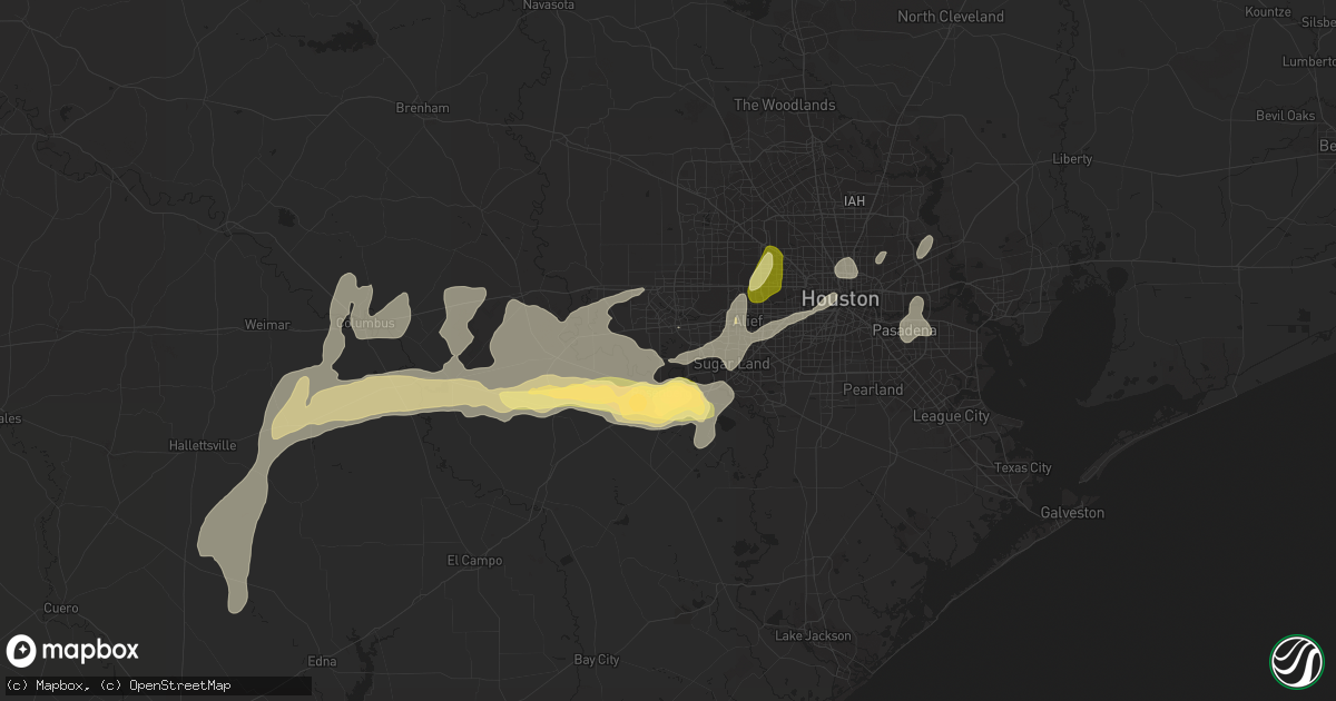 Hail map in Richmond, TX on April 16, 2015