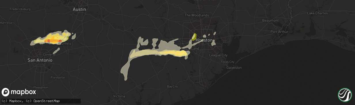 Hail map in Rosenberg, TX on April 16, 2015