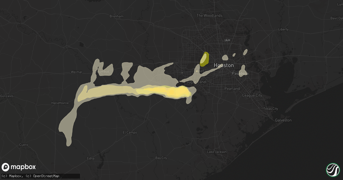 Hail map in Rosenberg, TX on April 16, 2015
