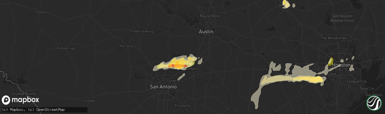 Hail map in San Marcos, TX on April 16, 2015