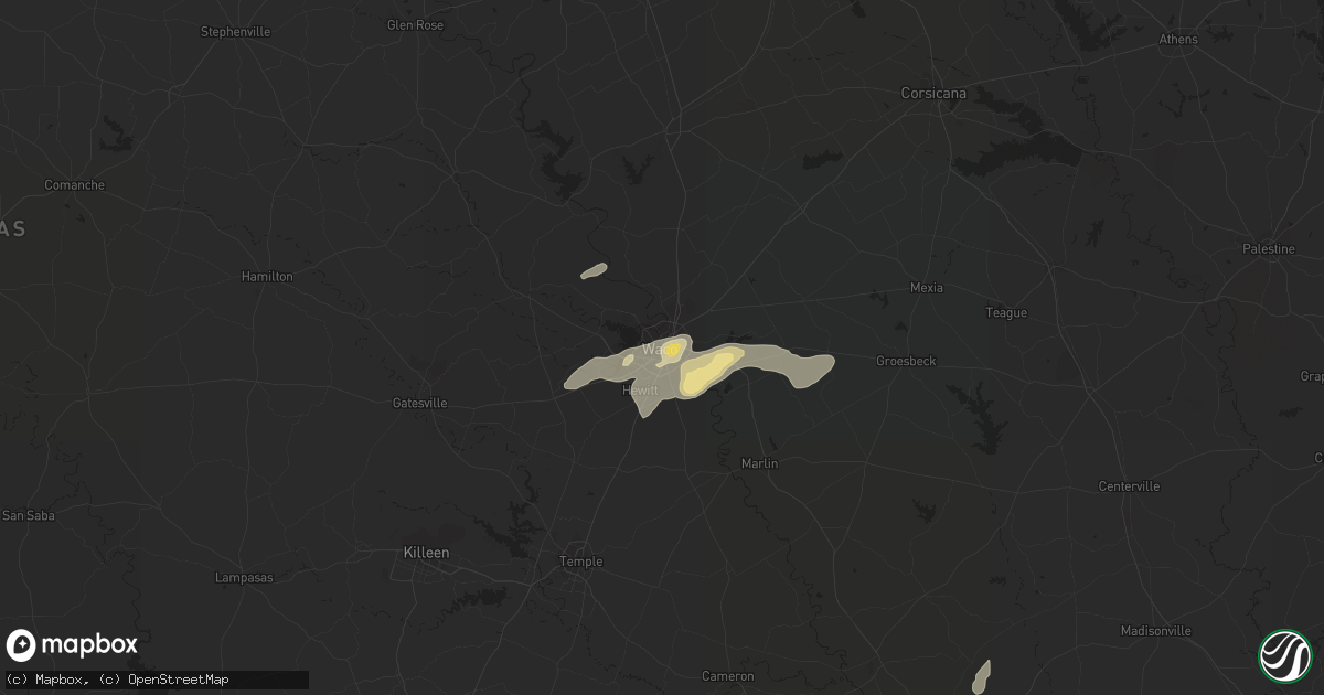 Hail map in Waco, TX on April 16, 2015