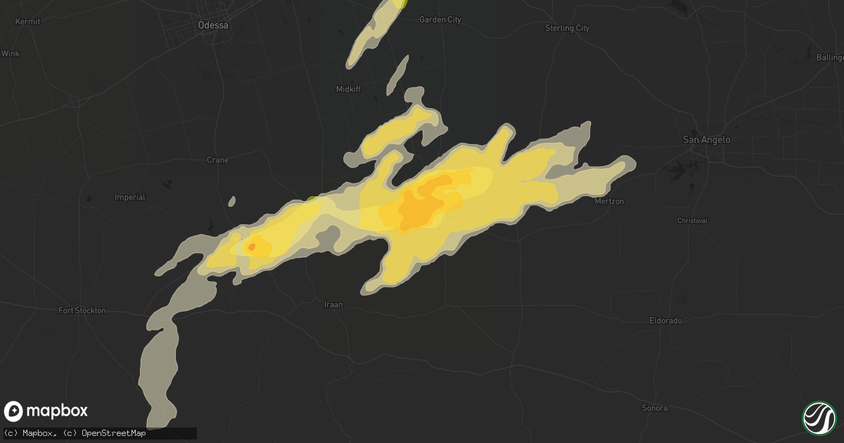 Hail map in Big Lake, TX on April 16, 2016