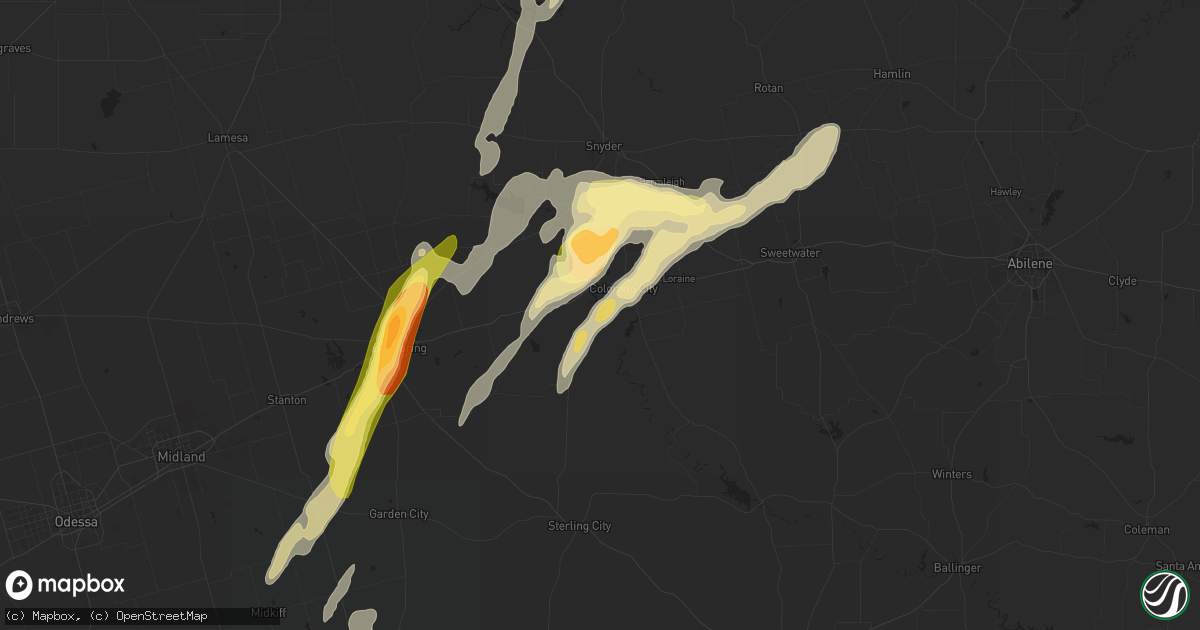 Hail map in Colorado City, TX on April 16, 2016