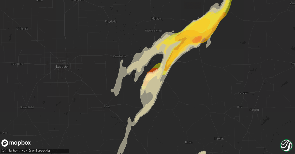 Hail map in Spur, TX on April 16, 2016
