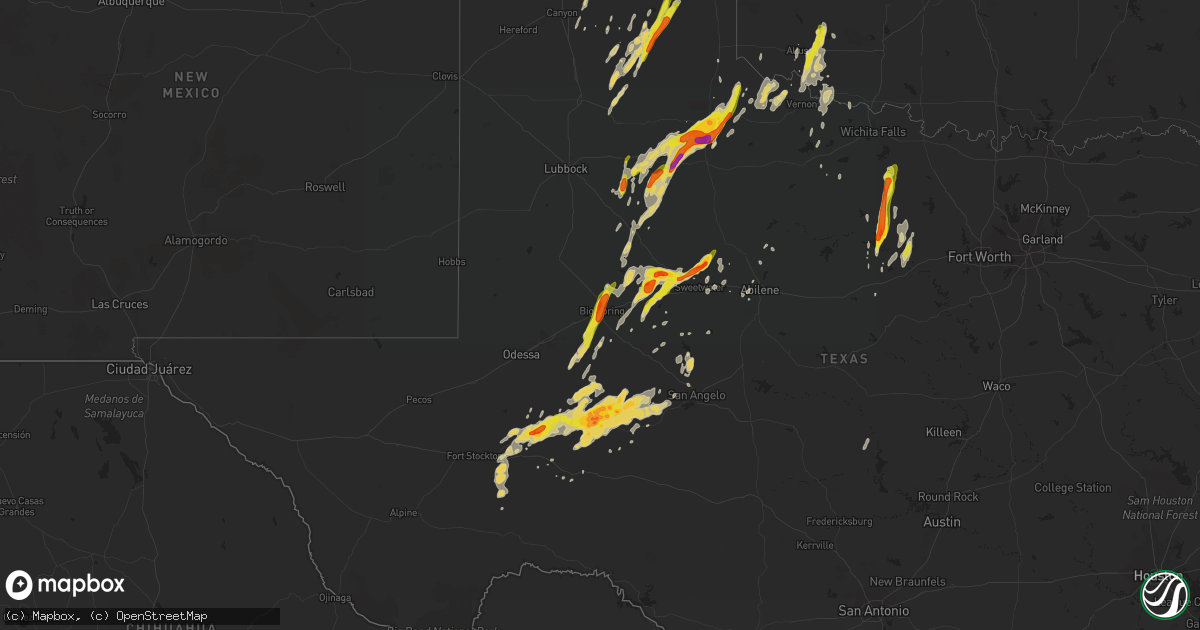Hail map on April 16, 2016