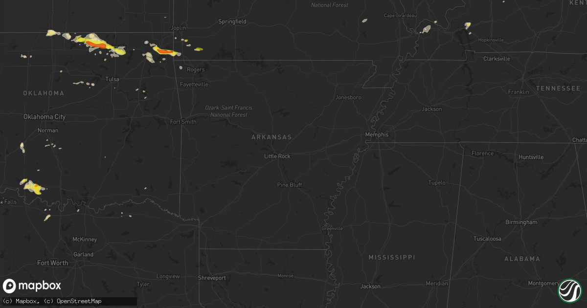 Hail map in Arkansas on April 16, 2017