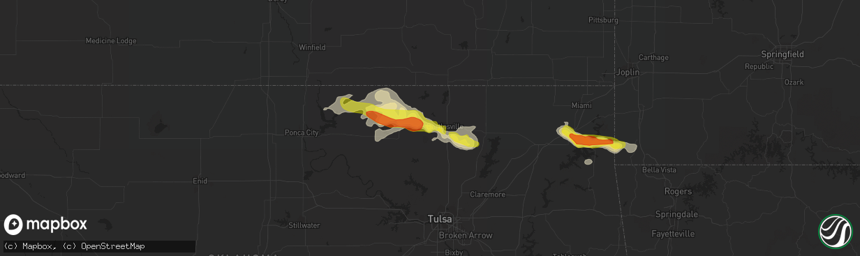 Hail map in Bartlesville, OK on April 16, 2017