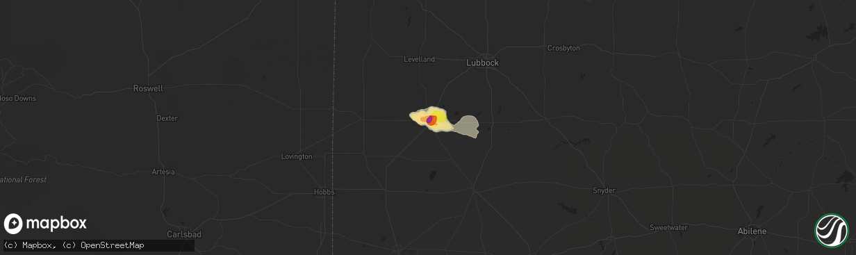 Hail map in Brownfield, TX on April 16, 2017