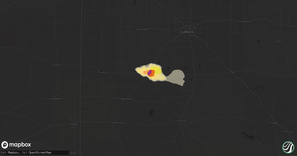 Hail map in Brownfield, TX on April 16, 2017