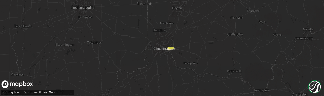 Hail map in Cincinnati, OH on April 16, 2017