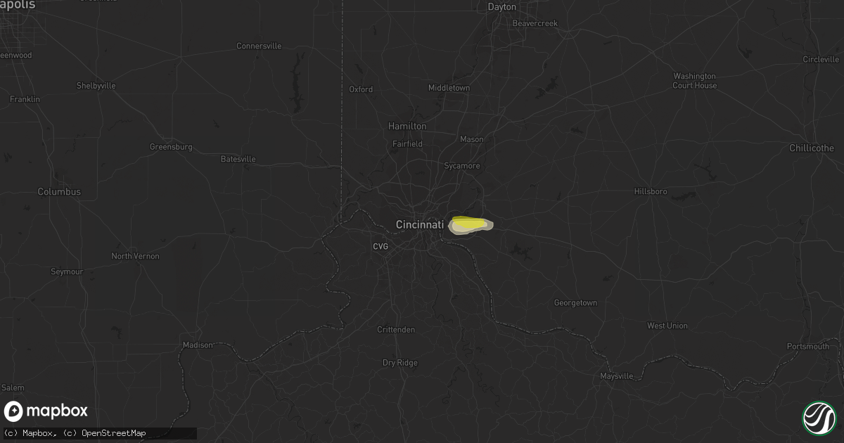 Hail map in Cincinnati, OH on April 16, 2017