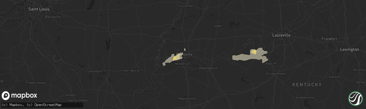 Hail map in Evansville, IN on April 16, 2017