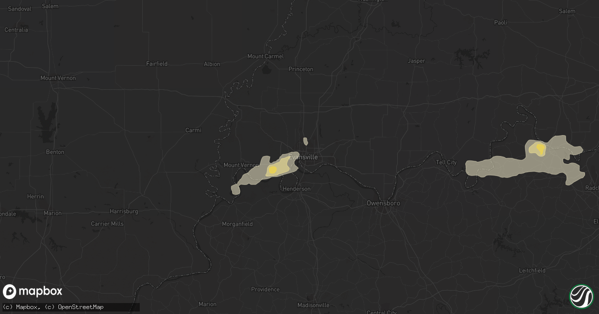 Hail map in Evansville, IN on April 16, 2017