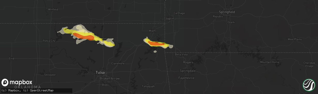 Hail map in Grove, OK on April 16, 2017