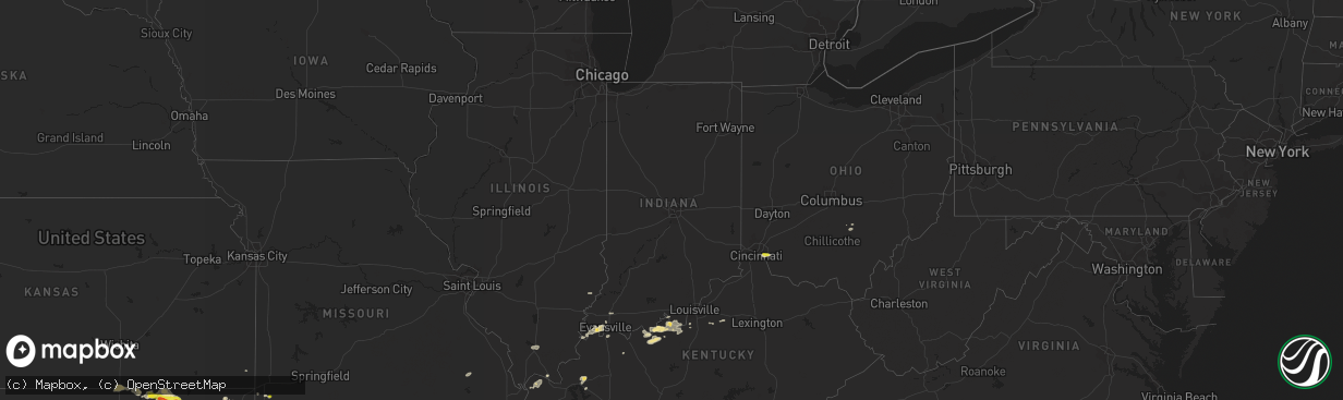 Hail map in Indiana on April 16, 2017